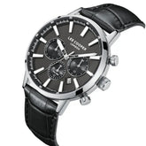 Lee Cooper Men's Multifunction Watch with Black Dial and Black Leather Band, LC08401.351