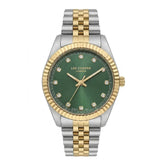 Lee Cooper Women's Analog Watch with Green Dial and Silver/Gold Stainless Steel Band, LC08400.270