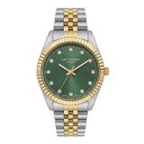 Lee Cooper Women's Analog Watch with Green Dial and Silver/Gold Stainless Steel Band, LC08400.270