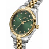 Lee Cooper Women's Analog Watch with Green Dial and Silver/Gold Stainless Steel Band, LC08400.270