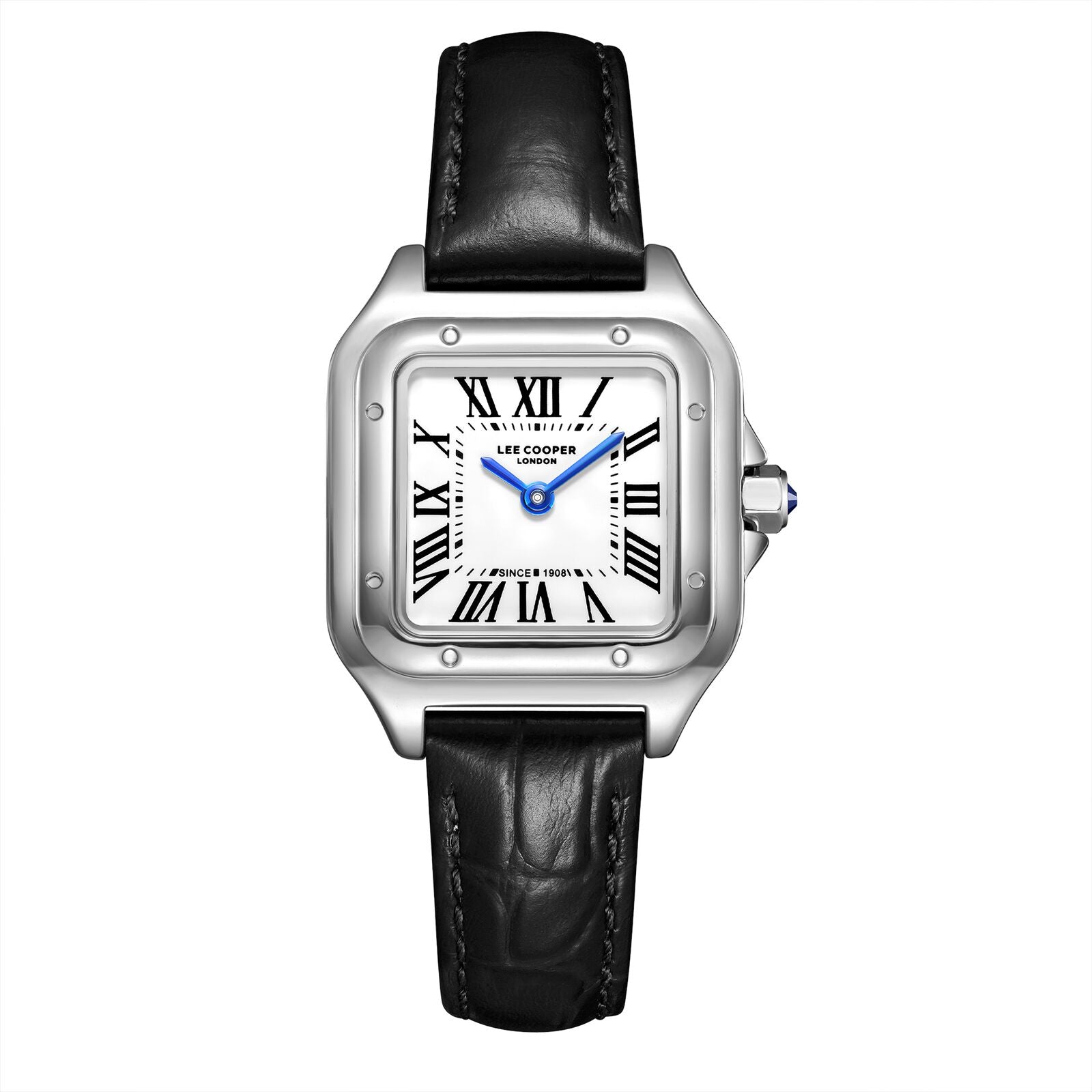 Lee Cooper Women's Watch Analog White Dial with Black Leather Strap, LC08191.331