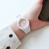 Casio Women's Watch Analog, Yellow & Pink Dial White Resin Strap, LRW-200H-4E2VDR