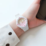 Casio Women's Watch Analog, Yellow & Pink Dial White Resin Strap, LRW-200H-4E2VDR