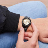 Casio Women's Watch Analog, Gold Dial Black Resin Strap, LRW-200H-9EVDF