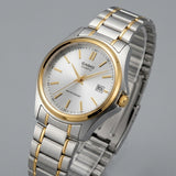 Casio Women's Watch Analog, Silver Dial Silver & Gold Stainless Steel Strap, LTP-1183G-7ADF