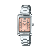 Casio Women's Analog Watch, Pink Dial With Silver Stainless Steel Band, LTP-1234DD-4ADF | Kewalrams Bahrain