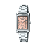 Casio Women's Analog Watch, Pink Dial With Silver Stainless Steel Band, LTP-1234DD-4ADF | Kewalrams Bahrain