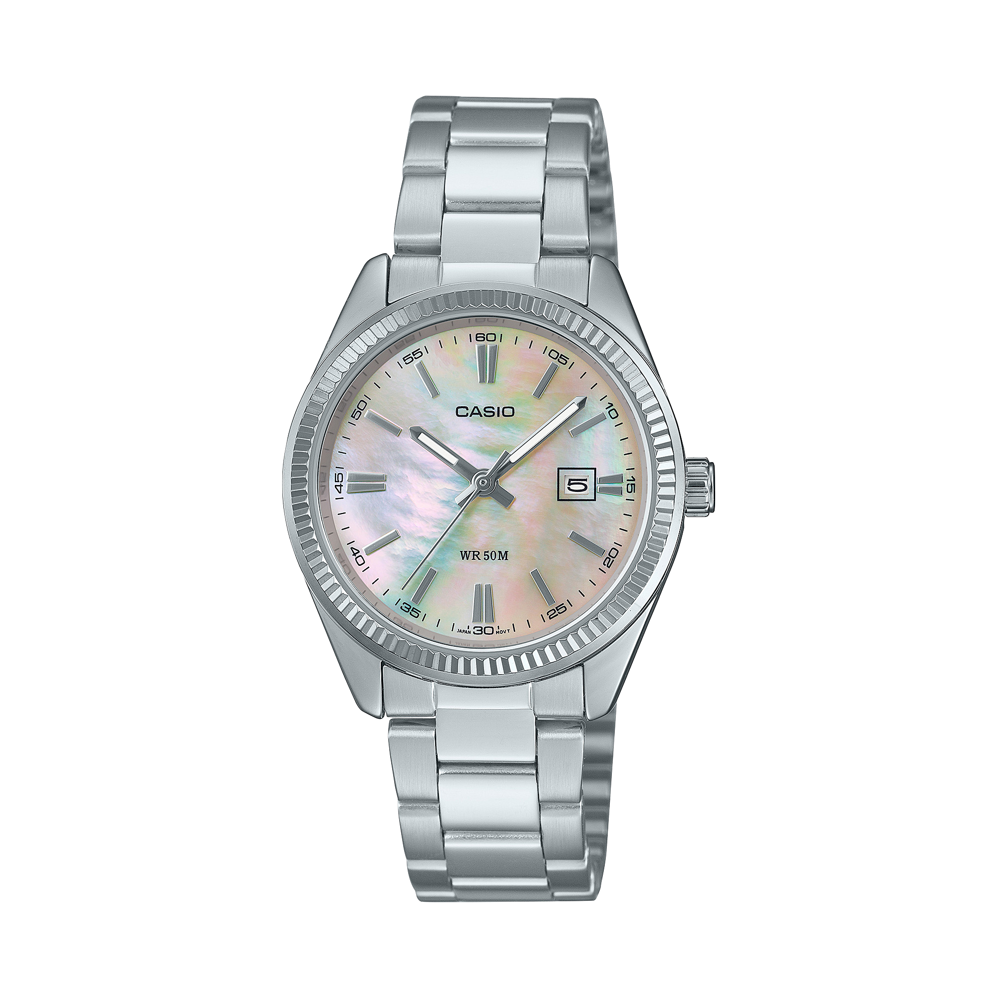 Casio Women's Watch Analog Multicolor Dial with Silver Stainless Steel Band, LTP-1302DS-4AVDF