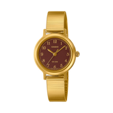Casio Women's Watch Analog Maroon Dial with Gold Stainless Steel Band, LTP-B170G-5BVDF