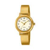 Casio Women's Watch Analog White Dial with Gold Stainless Steel Band, LTP-B170G-9BVDF