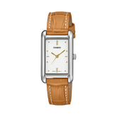 Casio Women's Analog Watch White Dial Brown Leather Band, LTP-B171L-7A2DF