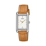 Casio Women's Analog Watch White Dial Brown Leather Band, LTP-B171L-7A2DF