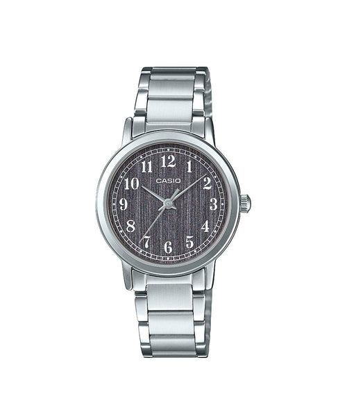 Casio, Women’s Watch Analog, Grey Dial Silver Stainless Steel Band, LTP-E145D-1BDF