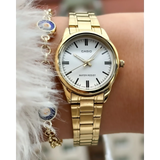 Casio Women's Watch Analog, White Dial Gold Stainless Steel Strap, LTP-V005G-7AUDF product image