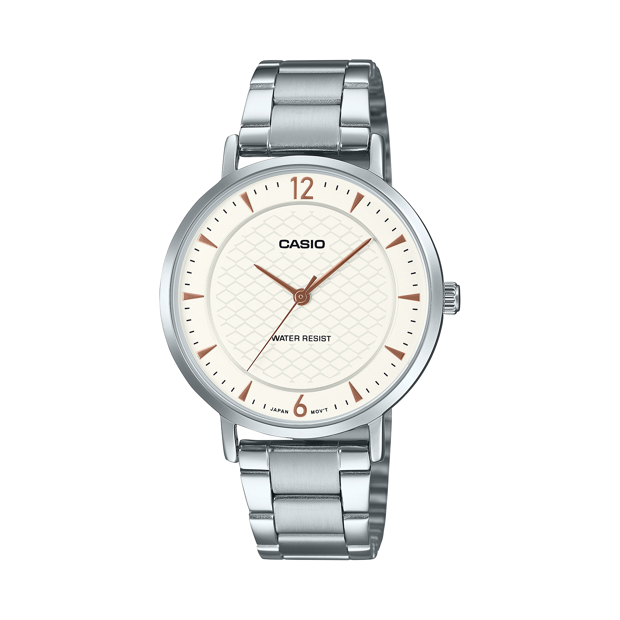 Casio Women's Watch Analog White Dial with Silver Stainless Steel Band, LTP-VT04D-7ADF