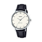 Casio Women's Watch Analog White Dial with Black Leather Strap, LTP-VT04L-7A2DF
