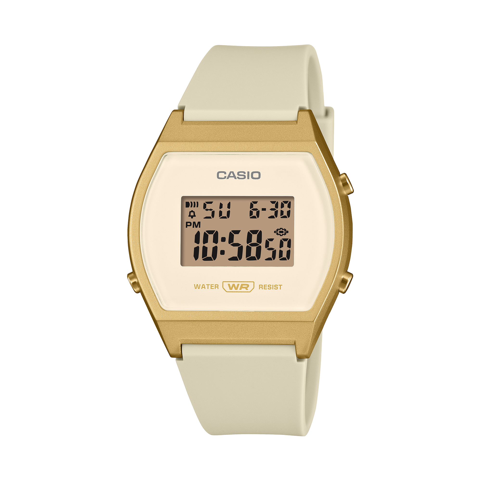 Casio LW-204-9ADF Unisex Digital Watch with Cream Dial and Cream Resin Strap