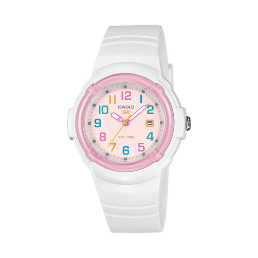 Casio Women's Analog Watch, Pink Dial With White Bio-based resin Band, LX-800H-7A1VDF | Kewalrams Bahrain