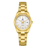 Beverly Hills Polo Club Women's Watch Analog White Dial with Gold Stainless Steel Band, BP3794X.120