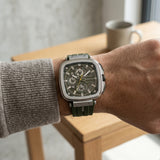 Quantum Men's Multifunction Watch Black Dial Dark Green Silicone Band, PWG1014.355