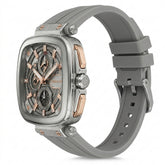 Quantum Men's Multifunction Watch Silver Dial Grey Silicone Band, PWG1014.336