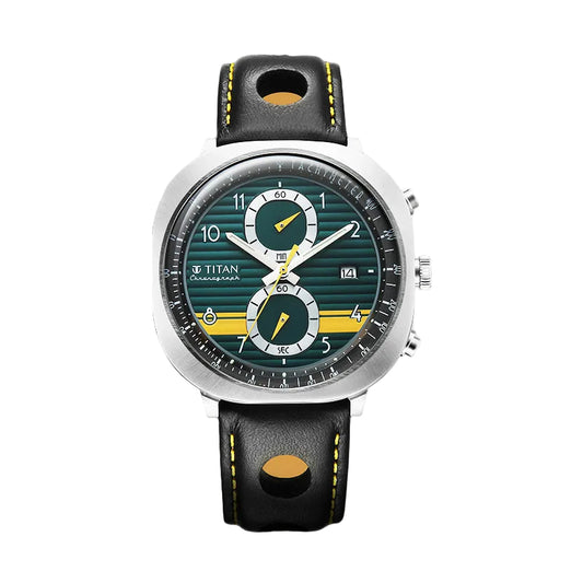 Titan Men's Classique Ibd Race Craft 2.0 Analog Watch Silver Dial Leather Band, TI-10022SL04