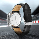 Titan Men's Classique Ibd Race Craft 2.0 Analog Watch Black Dial Leather Band, TI-10022SL02