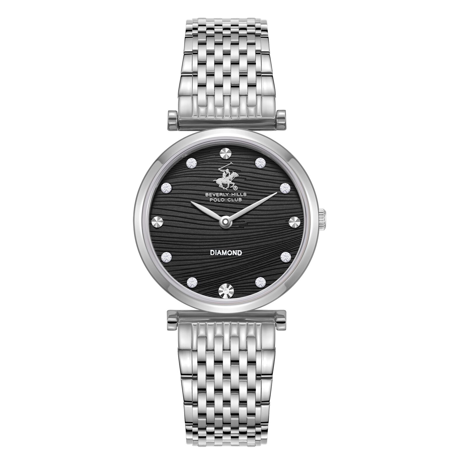 Beverly Hills Polo Club Women's Watch Analog Black Dial with Silver Stainless Steel Band, BP3737X.350
