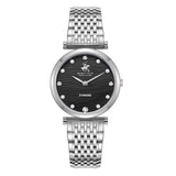 Beverly Hills Polo Club Women's Watch Analog Black Dial with Silver Stainless Steel Band, BP3737X.350