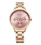 Titan Women's Watch Analog Pink Dial with Rose Gold Stainless Steel Band, 2648WM08