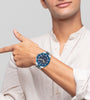 Quantum Men's Chronograph Watch Analog Blue Dial with Silver Stainless Steel Band, HNG1062.390