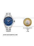 Titan Men's Analog Watch, Blue Dial with Stainless Steel Band, 10077SM01