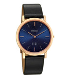 Titan Men's Analog Watch, Blue Dial with Leather Strap, 1595YL07