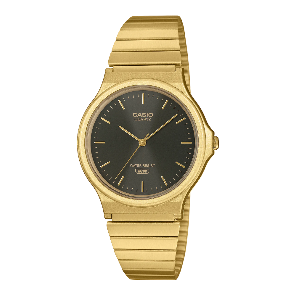 Casio MQ-24GA-1ADF Unisex Analog Watch Brown Dial with Gold Stainless Steel Band