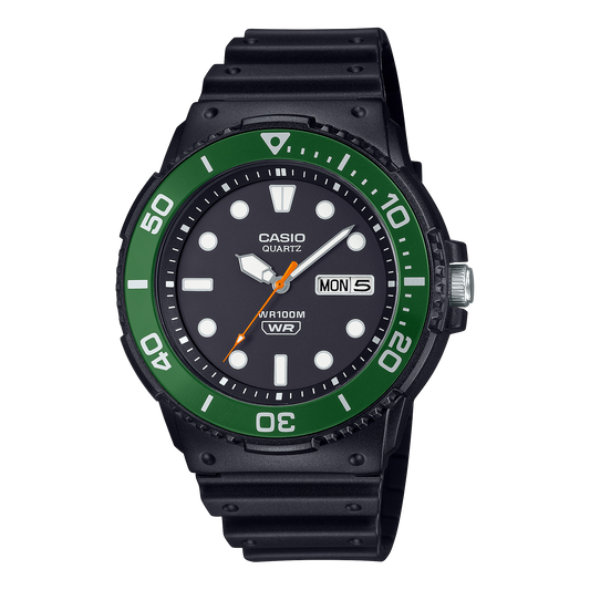 Casio men analog watch, black dial with black resin strap, model CS-MRW-230H-1E3VDF, Bahrain