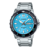 Casio Men's Watch Analog Blue Dial with Silver Stainless Steel Band, MTD-125D-2A3VDF