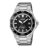 Casio Men's Watch Analog Black Dial with Silver Stainless Steel Strap, MTD-145D-1AVDF