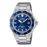 Casio Men's Watch Analog Blue Dial with Silver Stainless Steel Strap, MTD-145D-2AVDF