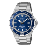 Casio Men's Watch Analog Blue Dial with Silver Stainless Steel Strap, MTD-145D-2AVDF