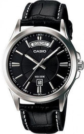 Casio Men's Watch Analog, Black Dial Black Leather Strap, MTP-1381L-1AVDF product image
