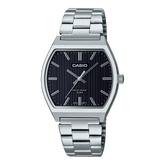 Casio Men's Watch Analog Black Dial with Silver Stainless Steel Band, MTP-B140D-1AVDF