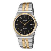 Casio Men's Analog Watch, Black Dial With Silver & Gold Stainless Steel Band, MTP-B145SG-1AVDF | Kewalrams Bahrain