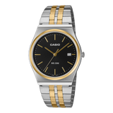 Casio Men's Analog Watch, Black Dial With Silver & Gold Stainless Steel Band, MTP-B145SG-1AVDF | Kewalrams Bahrain