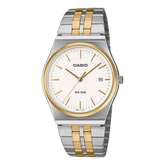 Casio Men's Analog Watch, White Dial With Silver & Gold Stainless Steel Band, MTP-B145SG-7AVDF | Kewalrams Bahrain