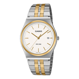 Casio Men's Analog Watch, White Dial With Silver & Gold Stainless Steel Band, MTP-B145SG-7AVDF | Kewalrams Bahrain