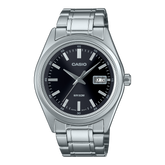 Casio Men's Watch Analog Black Dial with Silver Stainless Steel Band, MTP-B180D-1A1VDF