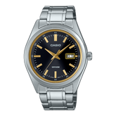 Casio Men's Watch Analog Black Dial with Silver Stainless Steel Band, MTP-B180D-1A2VDF