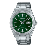 Casio Men's Watch Analog Green Dial with Silver Stainless Steel Band, MTP-B180D-3AVDF