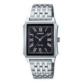 Casio men analog watch, black dial with stainless steel band, model MTP-B190D-1BVDF, Bahrain