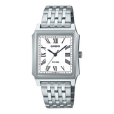 Casio men analog watch, white dial with stainless steel band, model CS-MTP-B190D-7BVDF, Bahrain